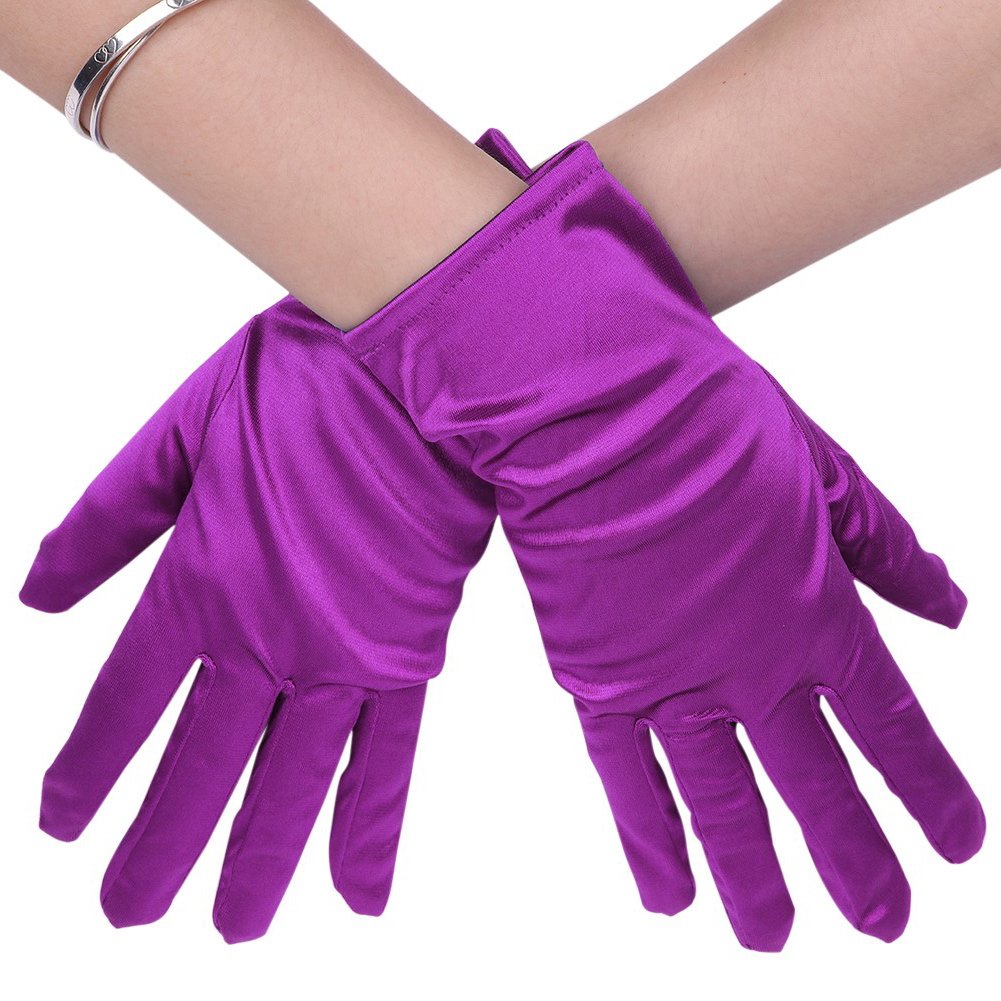 haozaikeji Short Satin Gloves for Ladies Wedding Gloves Evening Gloves Women Stretchy Opera Gloves Vintage Victorian Style 1920s Gloves for Bridal Fancy Dress Prom Cheongsam Dress