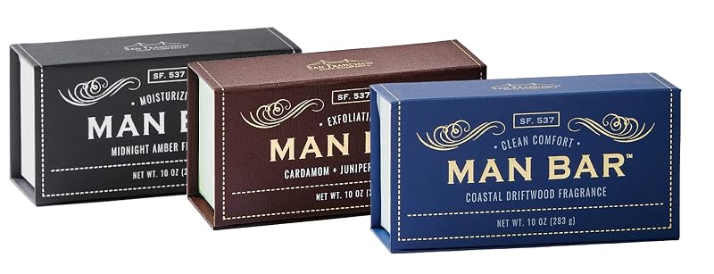 Generic Conjunto com 3 sabonetes em barra SFS Company Man, 283 g cada, Coastal Driftwood, Cardamom + Juniper e Midnight Amber