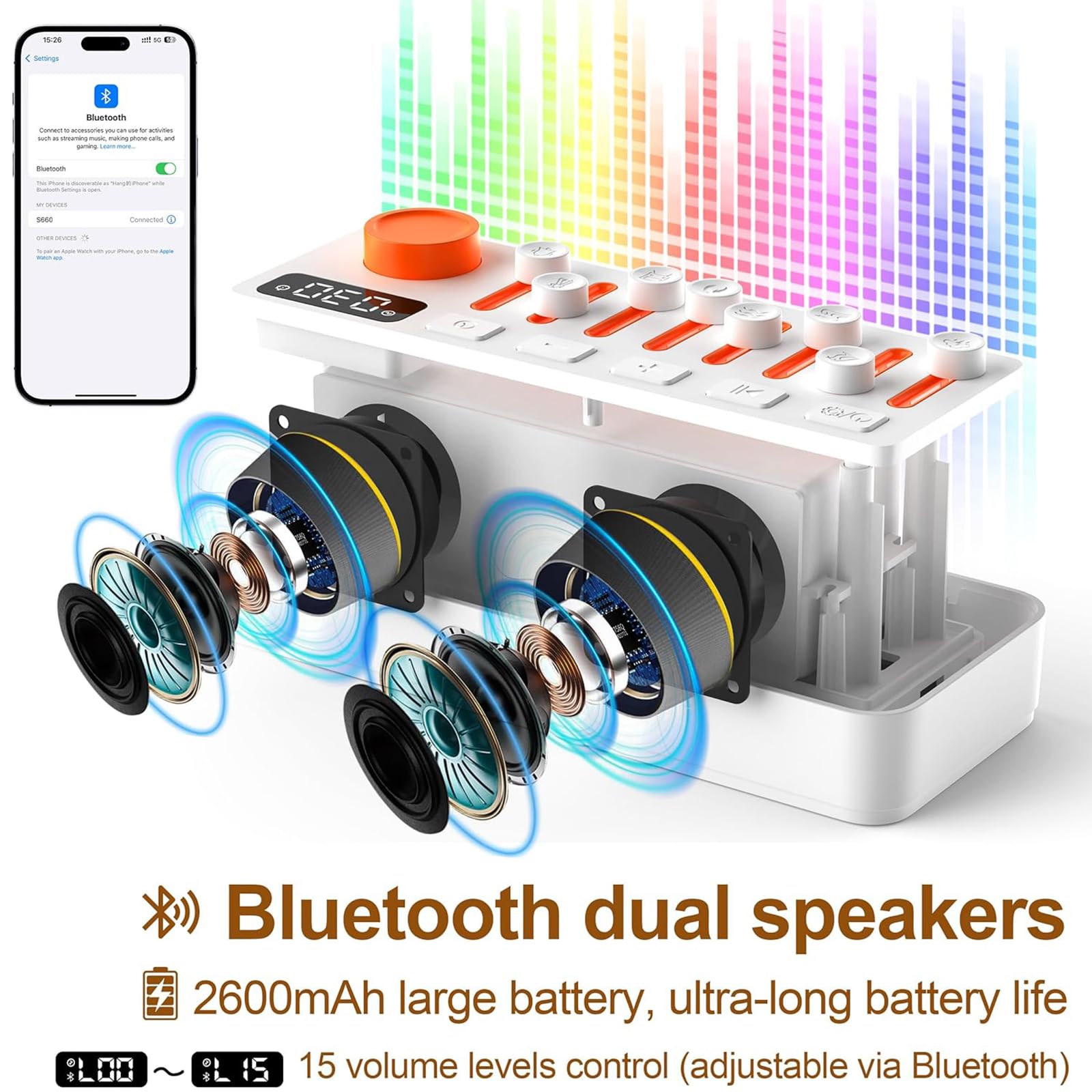 White Noise Machine, Portable Sleep Sound Machine Baby Adult Timer Sleep Aid Sound Machine 8 Nature Sounds Mixer Options Bluetooth Speaker Night Light for Sleeping Bedroom Office Travel