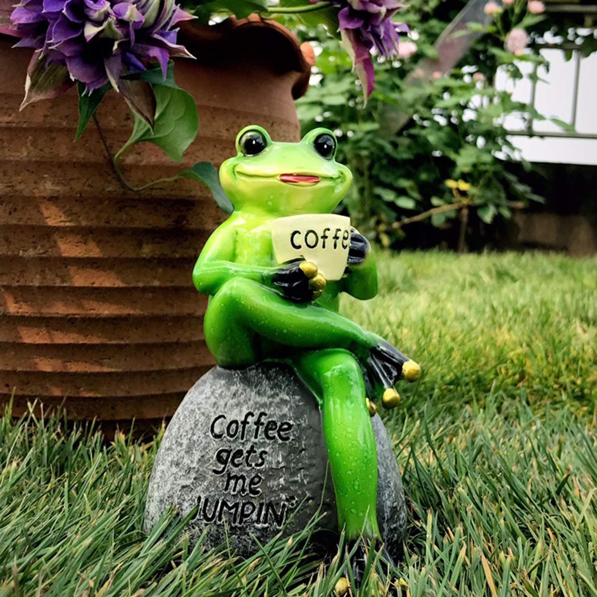 Frog Statue for Garden, Green Frog Figurine for Outdoor Decor Yard Funny Indoor Decor,6 Inch Creative Tabletop Lovely Home Accessories