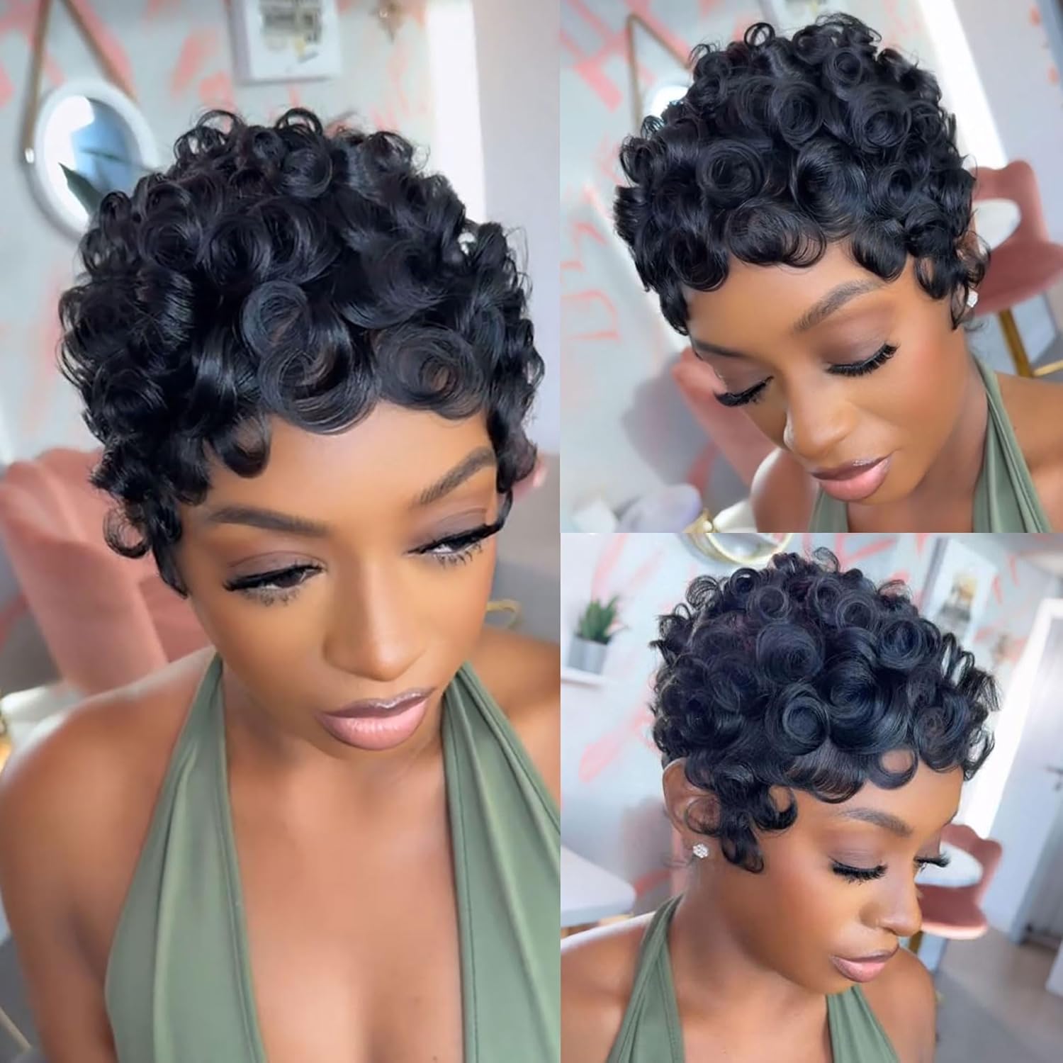 Amazon.com : Flandi Pixie Cut Wigs Human Hair Short Human  display picture 2