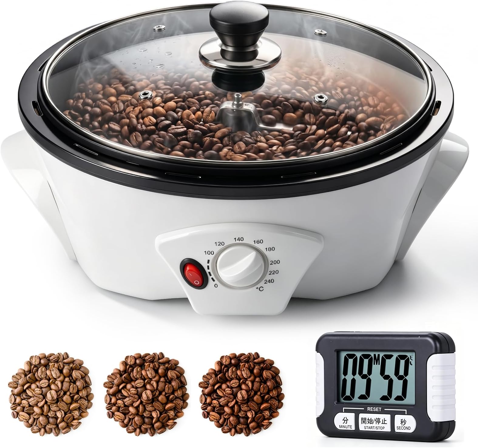 YUCHENGTECH Coffee Roaster Machine with Timer 500g Electric Coffee Roasting Machine Home Coffee Roasters 0-240℃ Temperature Adjustable Electric Coffee Bean Roaster Machine for Cafe Shop Home Use 220V