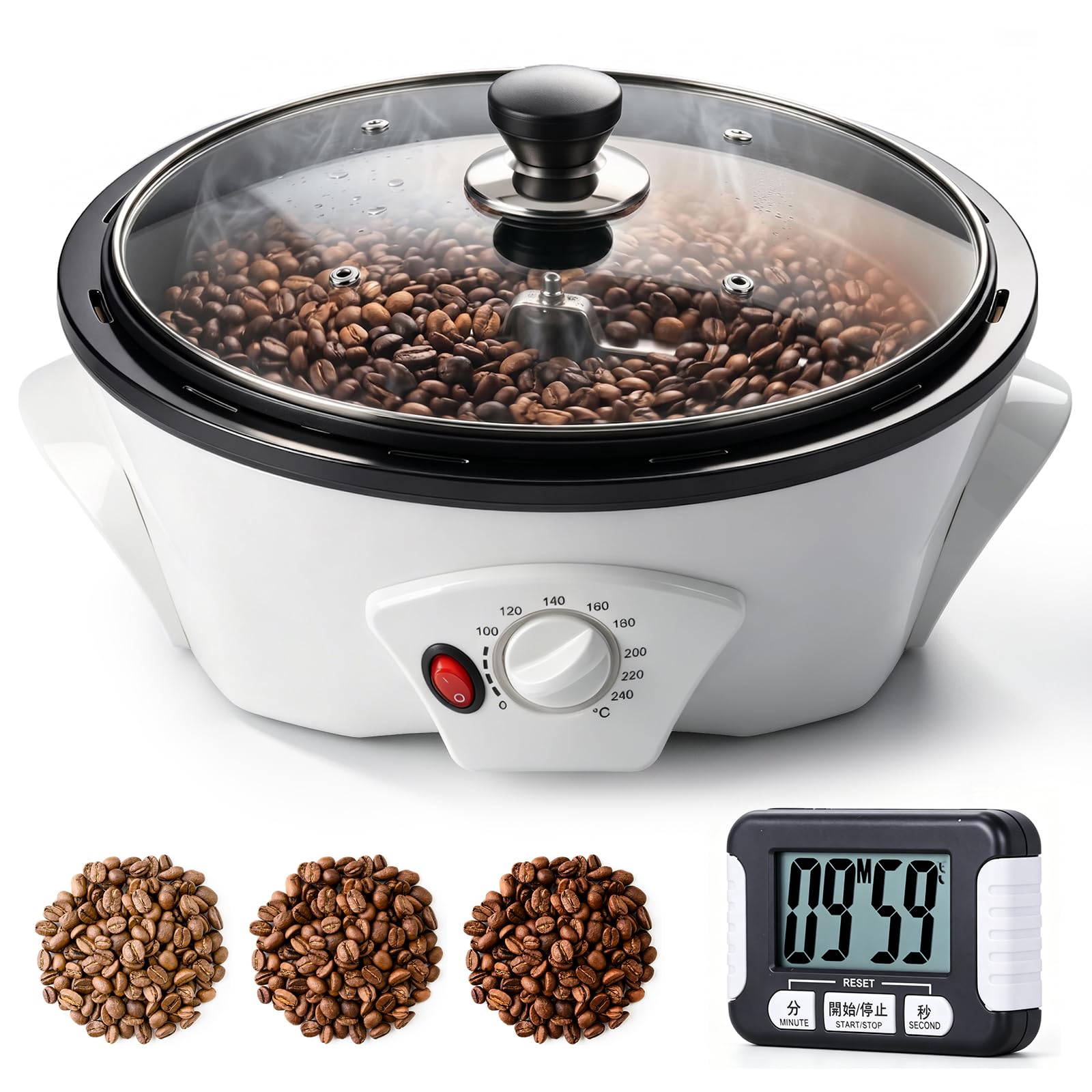 YUCHENGTECH Torréfacteur de Café 500g Torréfacteur de Grain de Café Machine à Torréfier le Café 0-240℃ Torrefacteur Cafe Grain avec Minuterie 1200W
