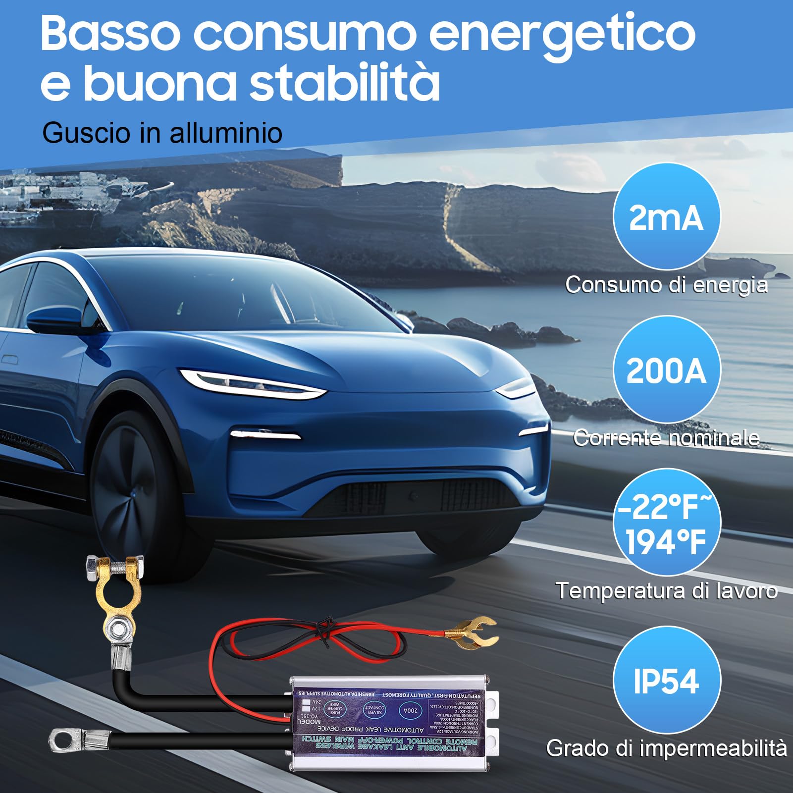 Interruttore di Stacca Batteria 12V, 200A Stacca Batteria per Auto con Telecomando, Staccabatteria Antifurto con Involucro in Lega di Alluminio per auto, camion, barca,