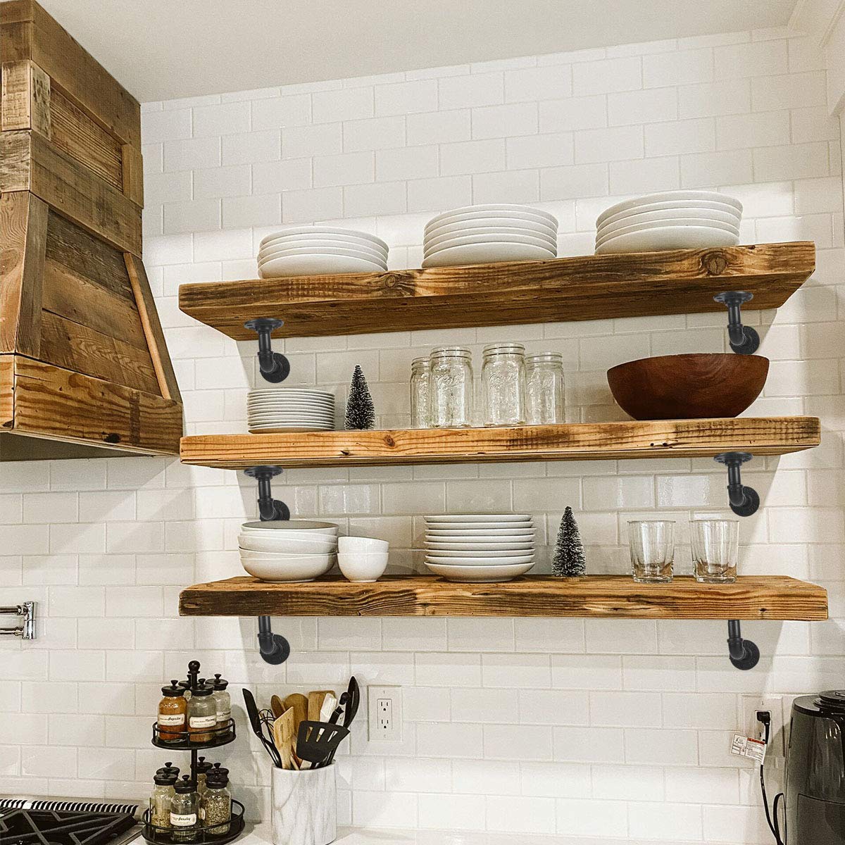 Buy Industrial Pipe Shelf Brackets for Shelves 8 10 12 Inch, Black