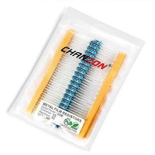 Vista 313 de Chanzon 100pcs 1/2W (0.5W) 100 Ohmios Resistencia fija de película metálica Ohmios 0.01 ±1% Tolerancia 100R MF Resistencias de orificio pasante