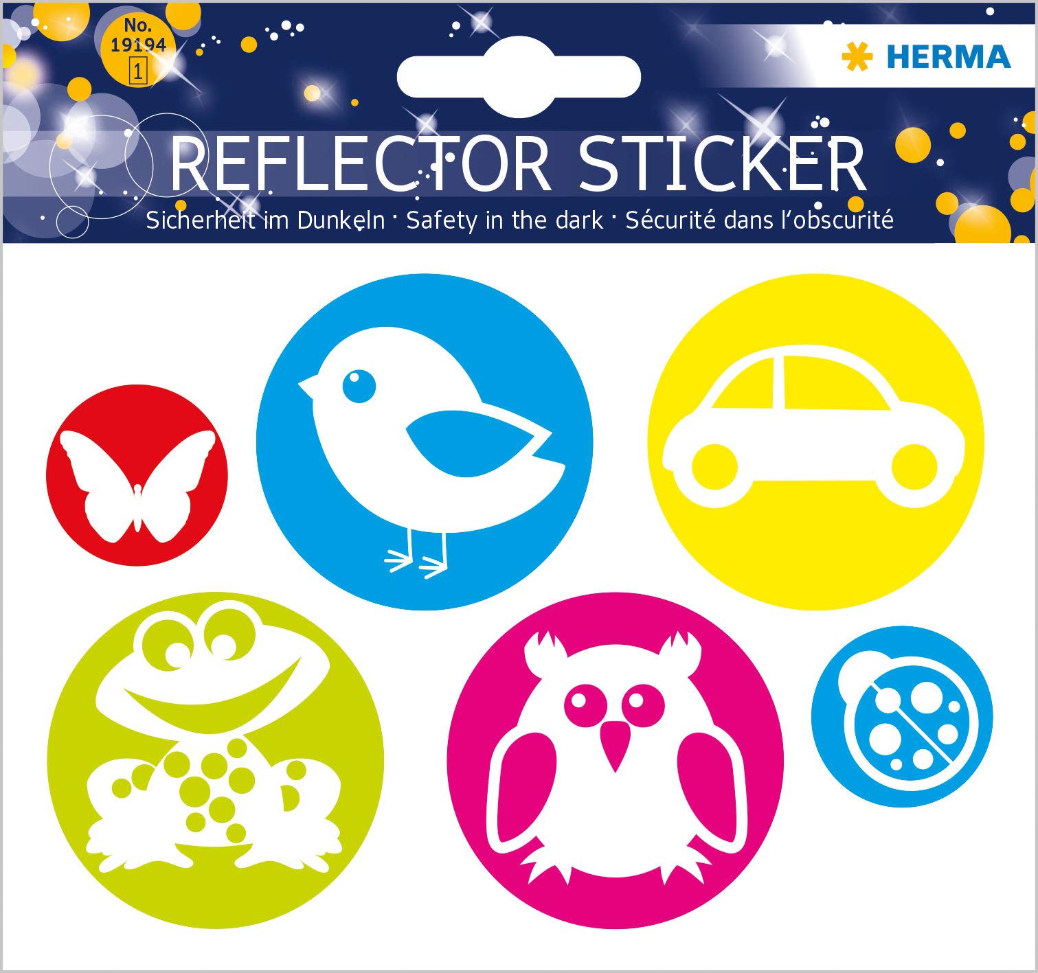 Herma Reflective Stickers, Permanent Hold, 5 Fluorescent Stickers per Pack Circles Motif