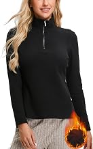 Soneven Women's Thermal Sports Long Sleeve Top Under 1/4 Zip Warm Jumper Lightweight Thermal T-Shirt Ideal For Everyday Running and Training