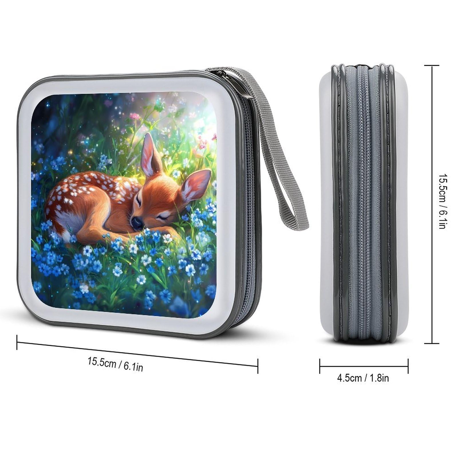 Fawn Deer Flowers CD Case Portable DVD Holder Storage Organizer for Home Travel