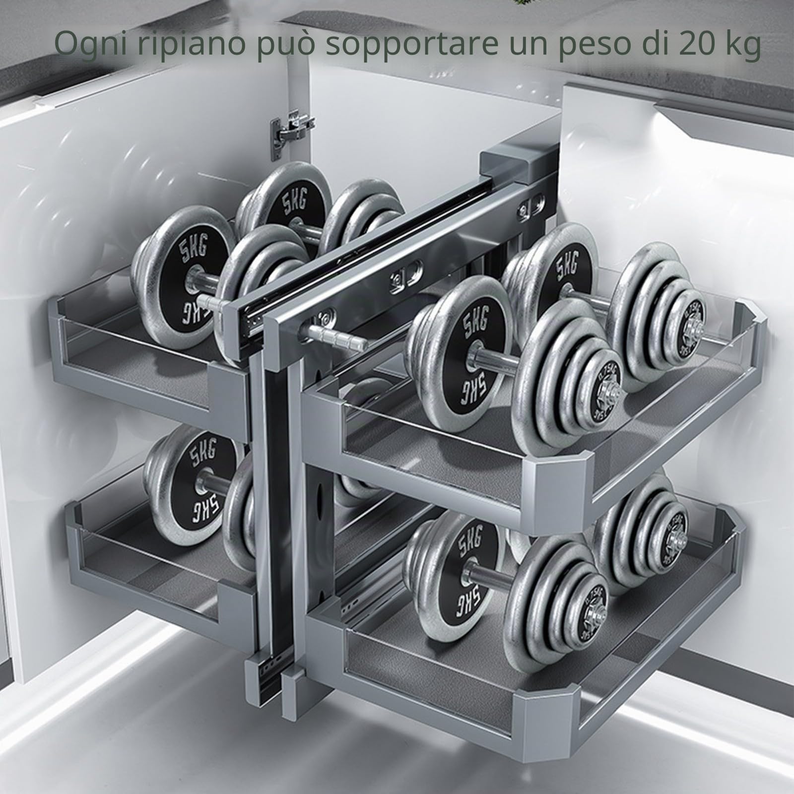 Armadietto ad angolo cieco, organizer per armadietto estraibile, organizer per armadio estensibile con cassetto portaoggetti scorrevole per casa, cucina, bagno 900frame