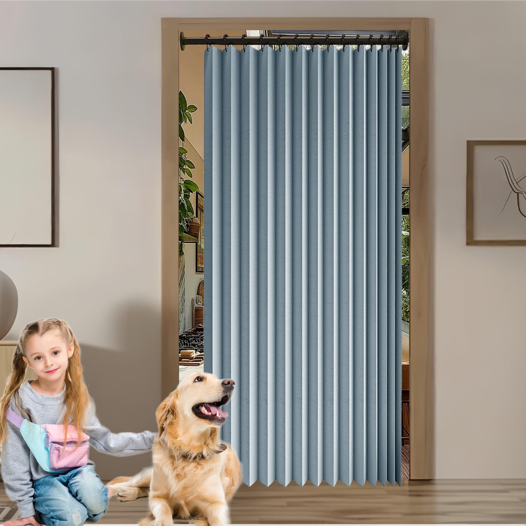 Rideau de porte bleu pour placard et chambre | Créez un espace cocooning et ordonné