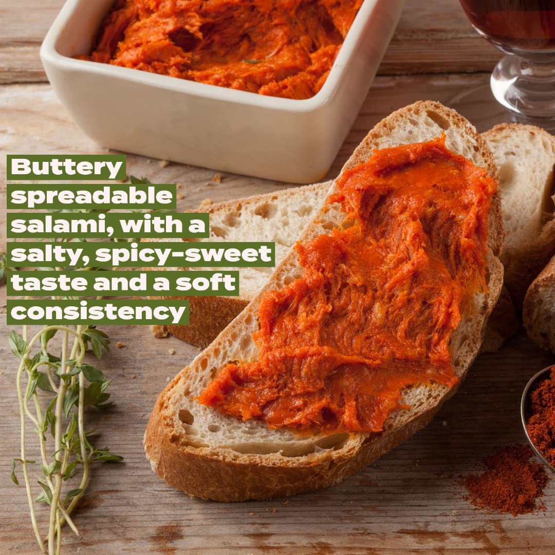 Nduja Spreadable Hot Calabrese Salami - All Natural, No Artificial Ingredients, No Antibiotics, No Added Hormones, Minimally Processed - Spreadable Spicy Salami - 4.5oz (128g) (Pack of 3)