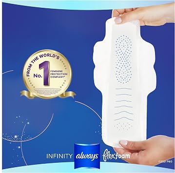 Always Infinity FlexFoam Pads for Women, Size 4, Overnight Absorbency, Unscented, 13 Count