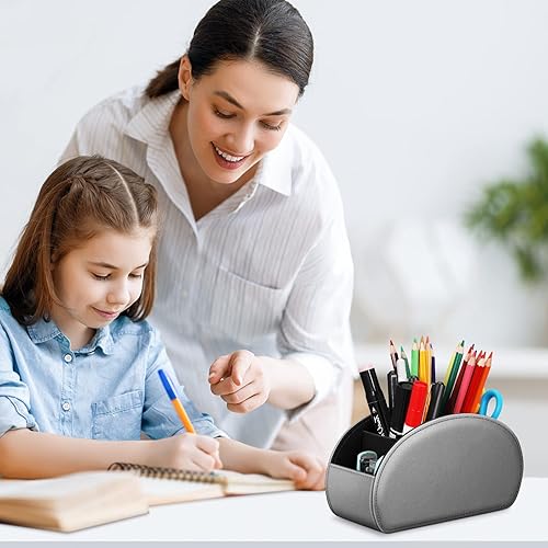 Vista 14 de Fintie - Soporte para control remoto, organizador de cuero vegetal para control remoto de televisor, organizador de escritorio, 5 compartimentos