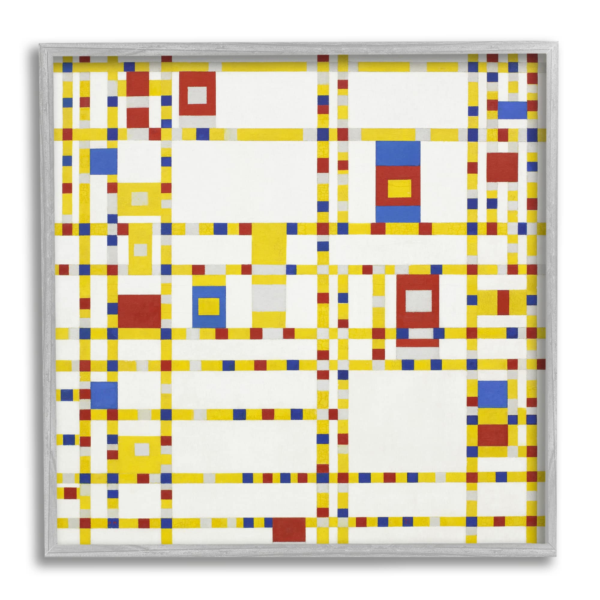 Stupell Industries Broadway Boogie Woogie Piet Mondrian Classic Abstract Painting Framed Wall Art, Design By one1000paintings