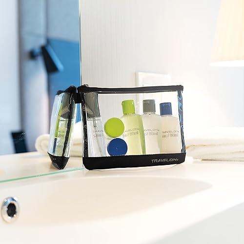 Miniatura 2 de Travelon Bolsa con cremallera de 1 cuarto de galón con botellas, transparente, 8.5 x 7 x 1.75 pulgadas, Transparente, 8.5 x 7 x 1.75, Bolsa con