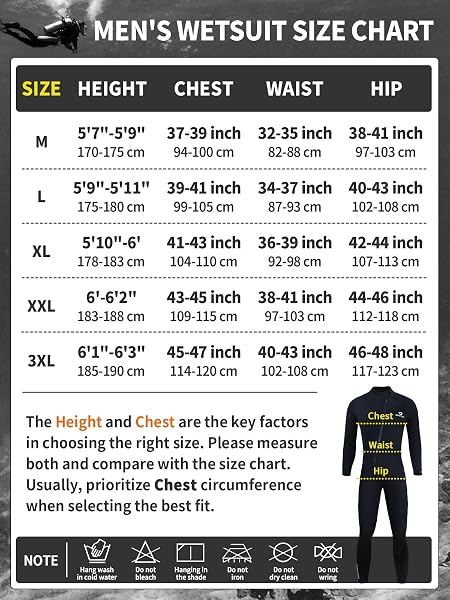 Owntop 5mm Mute per Uomo Donna - Adulti Muta da Sub in Neoprene, Mute con Cerniera Frontale a Tutta Lunghezza, Pelle da Immersione Flessibile Ultra Calda per Immersioni Surf in Acque Fredde - 2