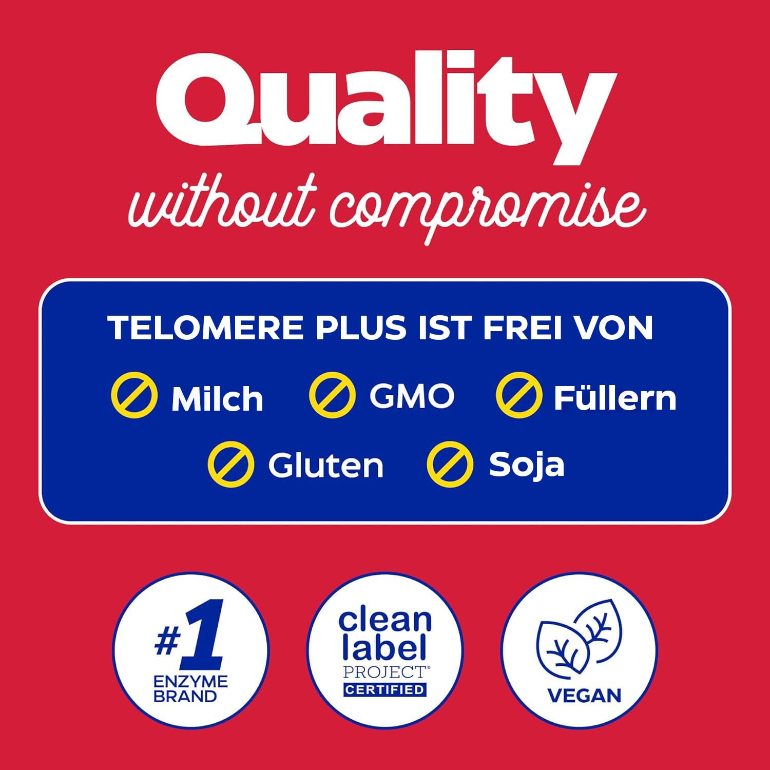 Enzymedica, Telomere Plus, 30 vegetarische Kapseln, 495mg Telomerin® Mix & 500 IU Vitamin D3 je Dosis, Glutenfrei, Sojafrei, GMO frei, Geschmacksneutral