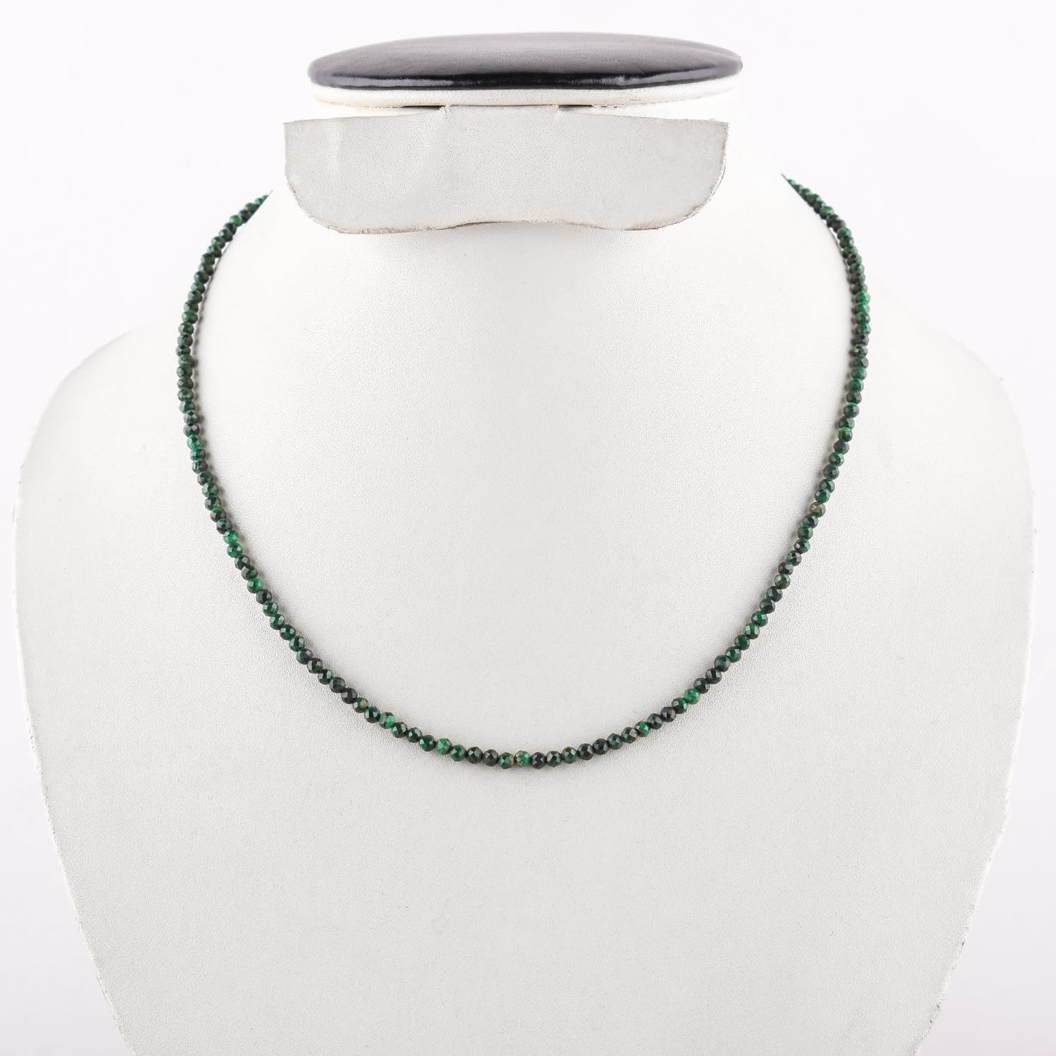 Natural Malachite Gemstones Choker Necklace, Faceted-Rounds Beads, Chakra Healing Crystals, Silver Plated Chain, Women Jewelry, Valentine Gifts for Her, Size 18inch 18 inch - Image 5