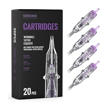 Wormhole Tattoo Cartridge Needles, 20pcs 5RM Disposable Tattoo Needle Cartridges Standard 5 Curved Magnum for Tattoo Pen Tattoo Cartridge Machine Permanent Makeup Tattoo Supplies 1205RM