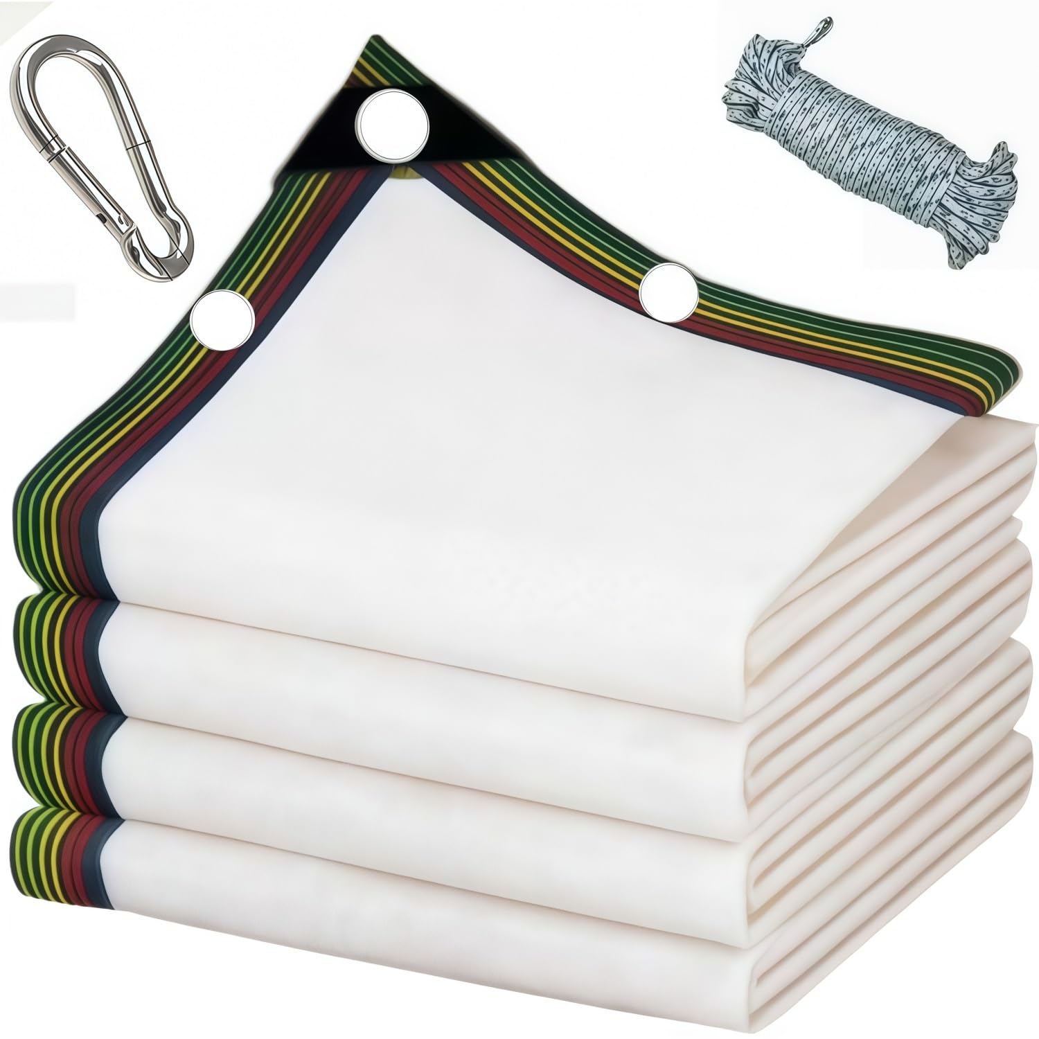 Outdoor Weiß Schattiernetz Schattierungsnetz Garten Schattennetz Mit Ösen HDPE 98% UV Beständiges Beschattungsnetz Ohne Bohren für Pflanze Scheune Außen Hof Dach Kühlung(3mx5m)