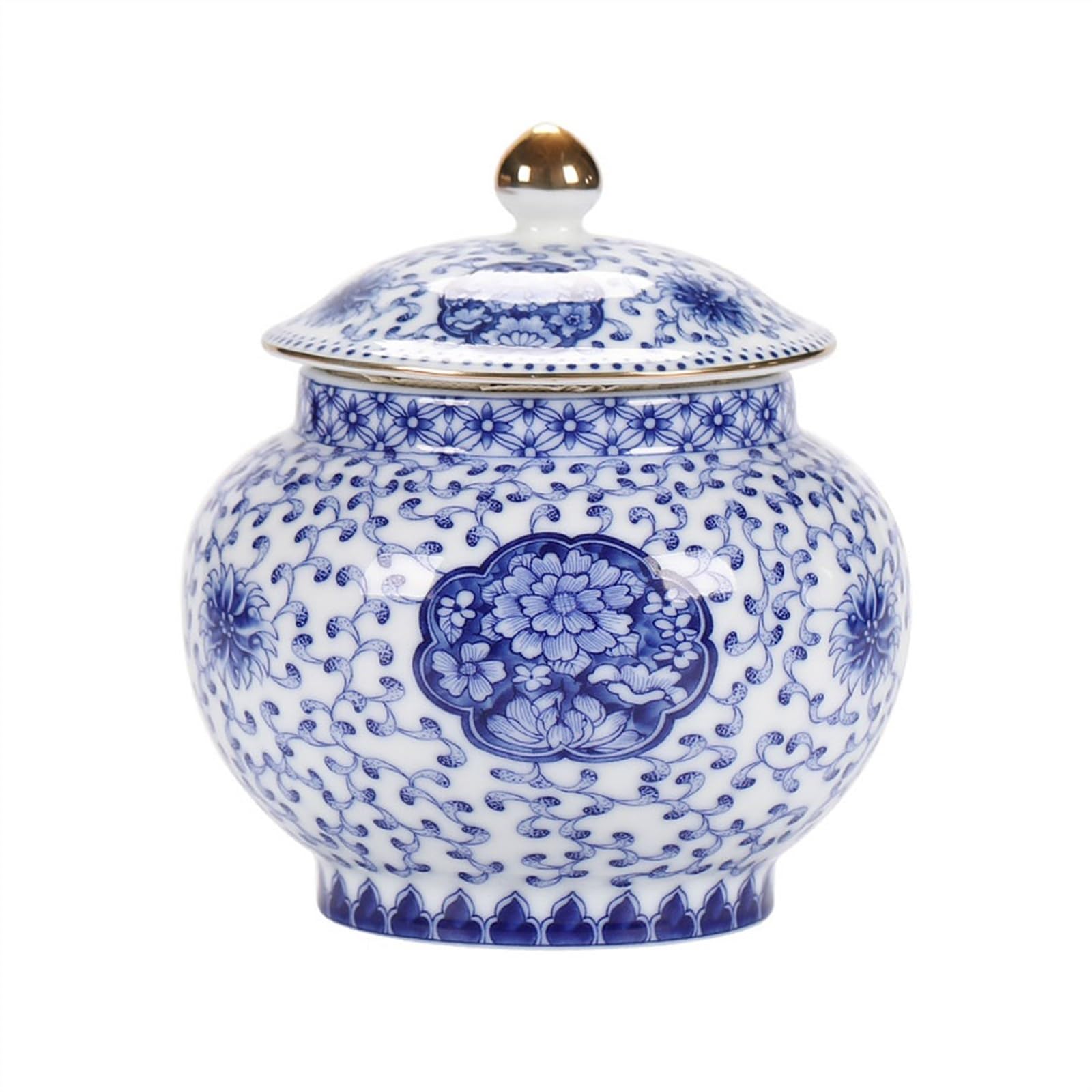 Hhaoran-9868 Ceramic Tea Canister Vintage Celadon Loose Leaf Tea Canister Sealed Ceramic Household Storage Jar Multifunctional Decoration Porcelain Food Canisters for Kitchen