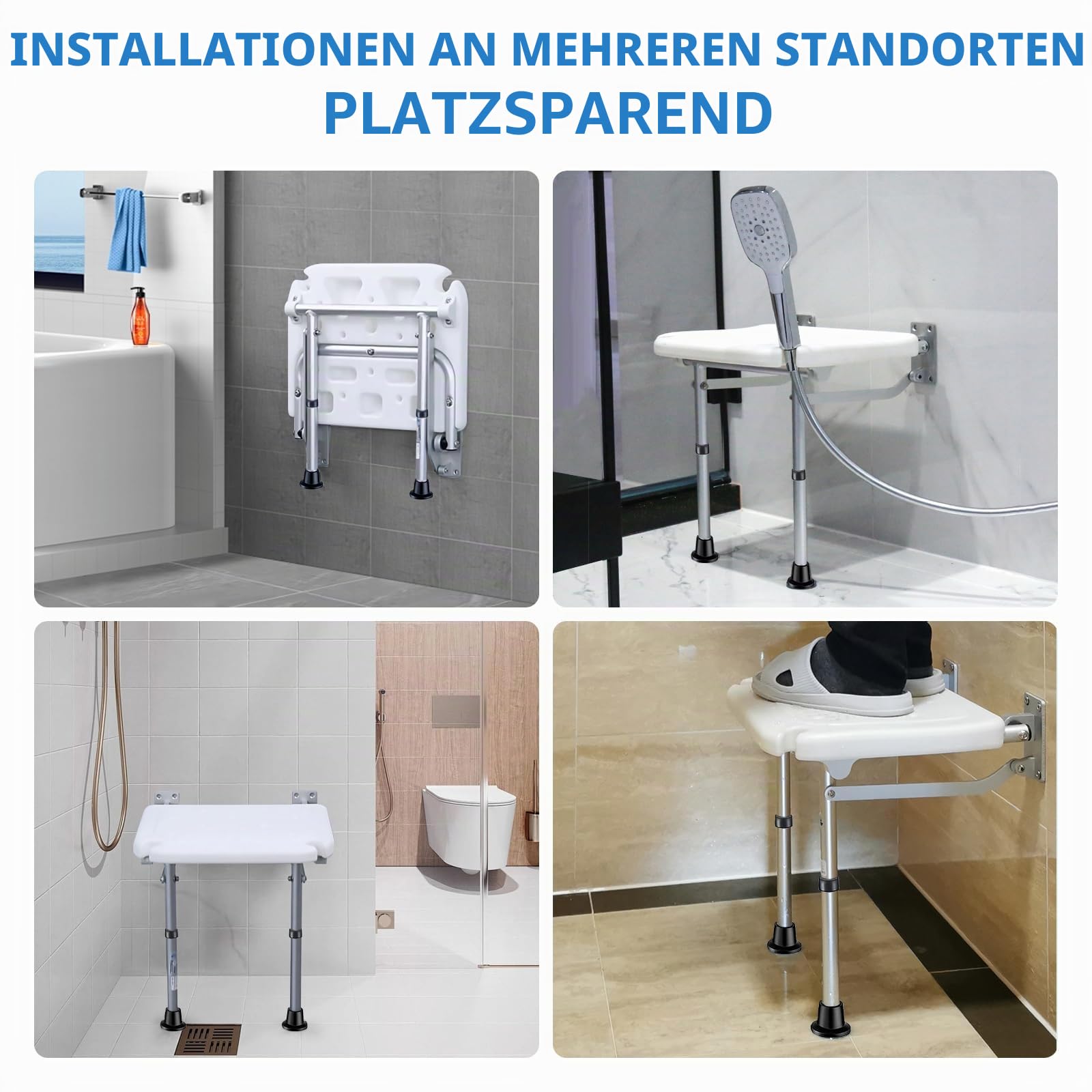 Duschsitz Klappbar Wandmontage Hohenverstellbar Duschstuhl Duschklappsitz