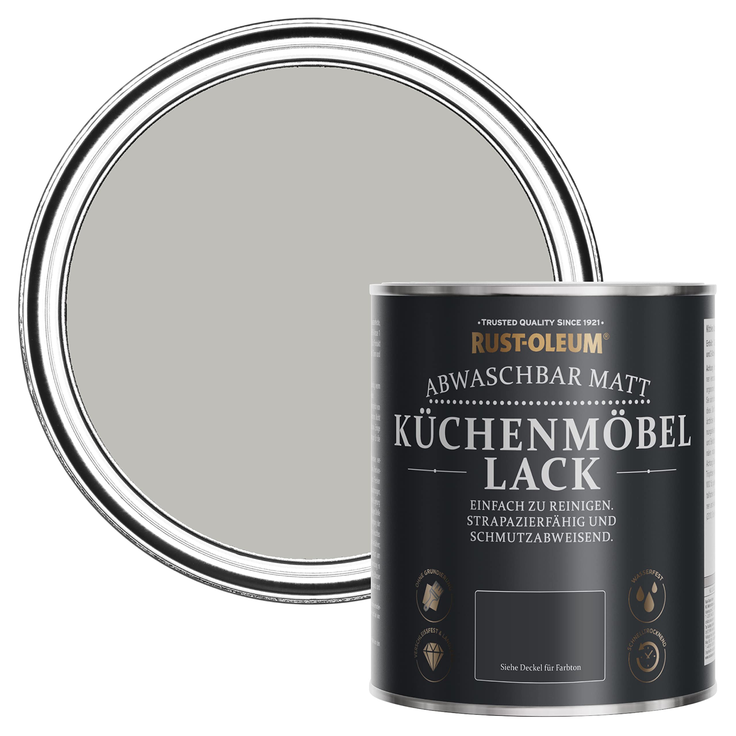 Rust-Oleum abwaschbare Küchenschrankfarbe in hellgrau mit Matt Finish - Kiesel 750ML