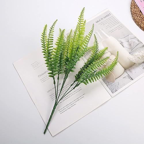 Miniatura 3 de ANRANK Plantas artificiales de helecho Boston, arbustos, plantas artificiales, arbustos, vegetación, resistentes a los rayos UV, para casa, oficina,