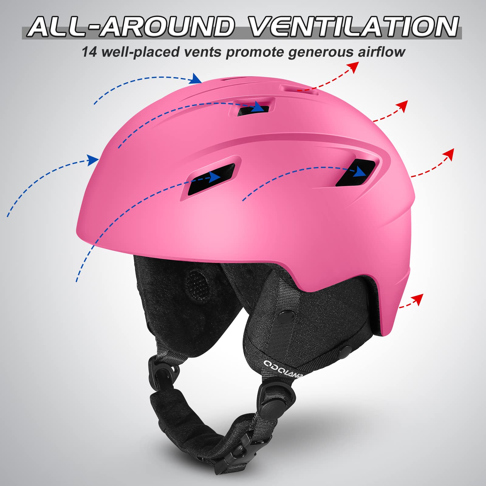 Odoland Kit di Casco Sci con Maschera Sci, Casco Snowboard per Uomo Donna Adolescenti, Casco Ski Regolabile e Occhiali Sci UV400 Proteczione, per Sport Invernali All'aperto