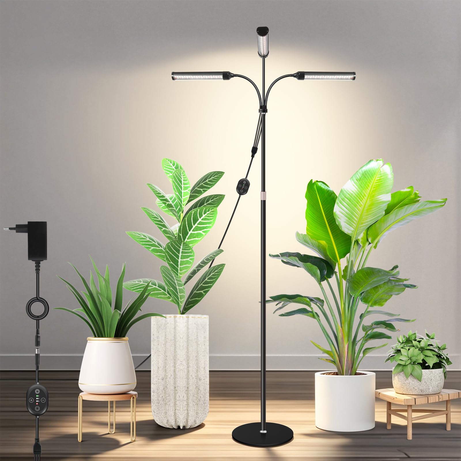 Grande lampe horticole 24V, LED pour plantes spectre complet renforcé 660nm avec LM281B+, minuterie & intensité réglable, cycle 8/12/16H, timer externe, reprise après coupure, 28W, 560μmol/s/m²@15cm