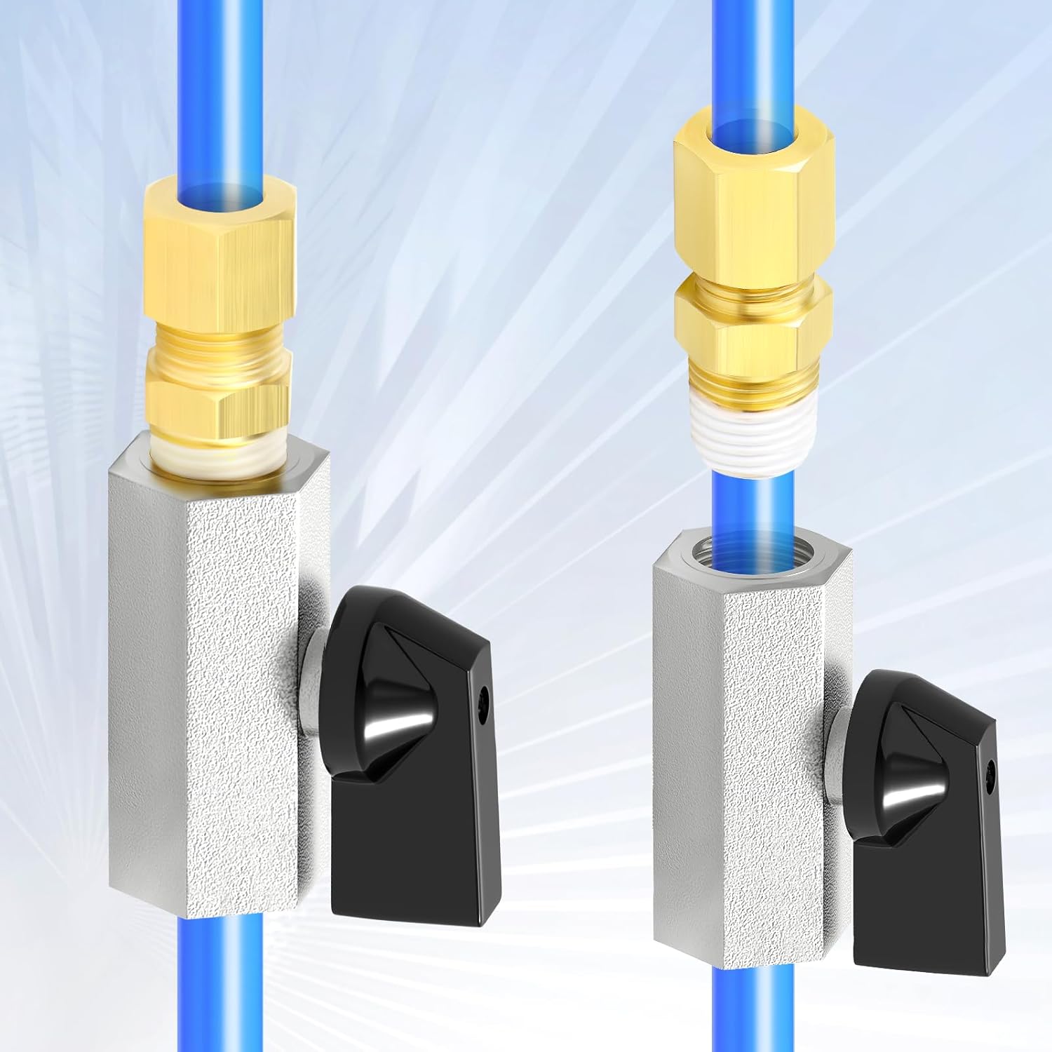 GASHER 5PCS Mini Brass Ball Valve Shut Off Switch, 1/2 Inch Female x 1/2 Inch Female Thread Pipe Fitting