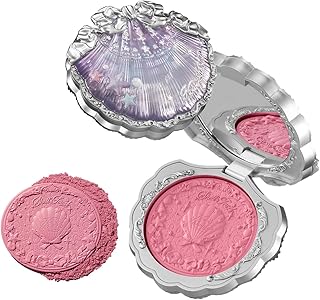 Flower Knows Shell's Jewel Collection Silk Satin Blush,Shimmery Cool Berry Pink Powder Blush for Cheeks,Buildable & Blendable Face Makeup,Soft Long-Lasting for Women & Girls,0.18 Oz(02 Luna Pearl)
