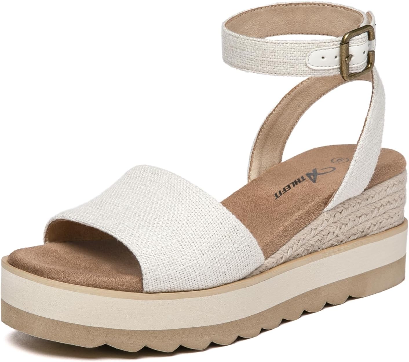 Athlefit Women's Platform Sandals Buckle Ankle Strap Open Toe Espadrille Wedge Sandals