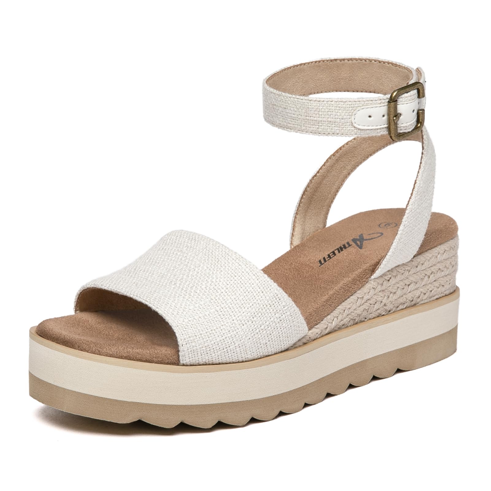 Athlefit Women's Platform Sandals Buckle Ankle Strap Open Toe Espadrille Wedge Sandals