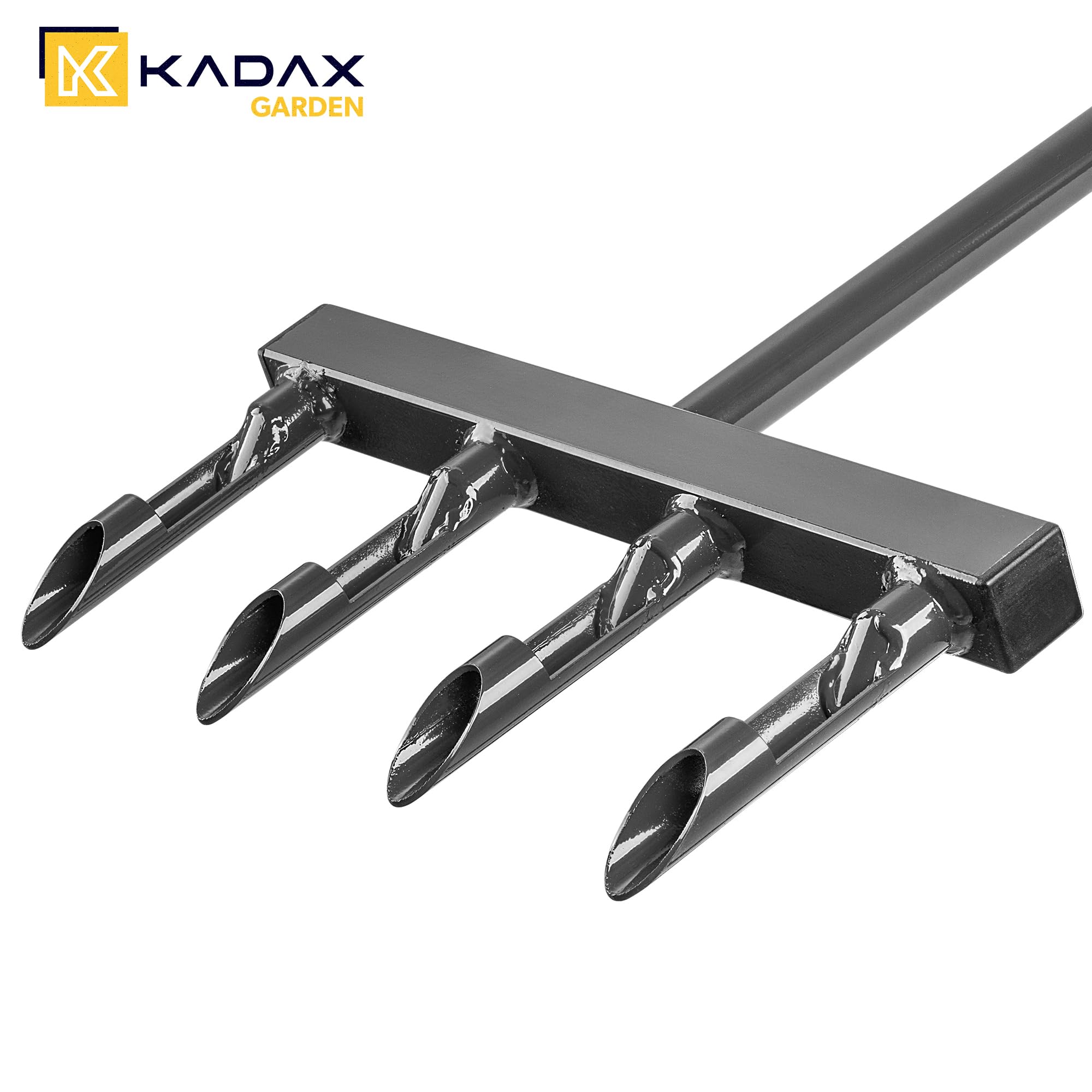 KADAX Rasenlüfter Hand-Aerifizierer | 4 Zinken T-Griff | Rasen belüften Boden lockern | langlebiges Gartenwerkzeug | für gesunden grünen Rasen