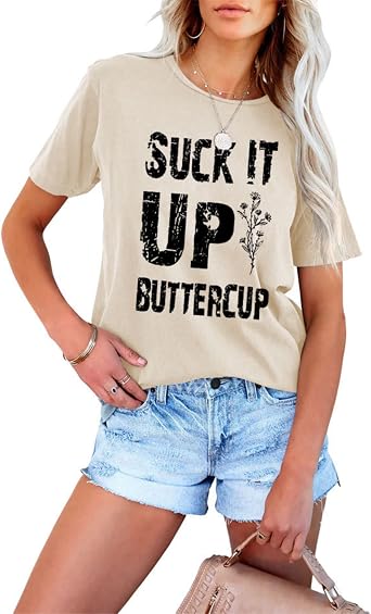 YourTops Women Suck It Up Buttercup Gym Fitness Workout Shirt