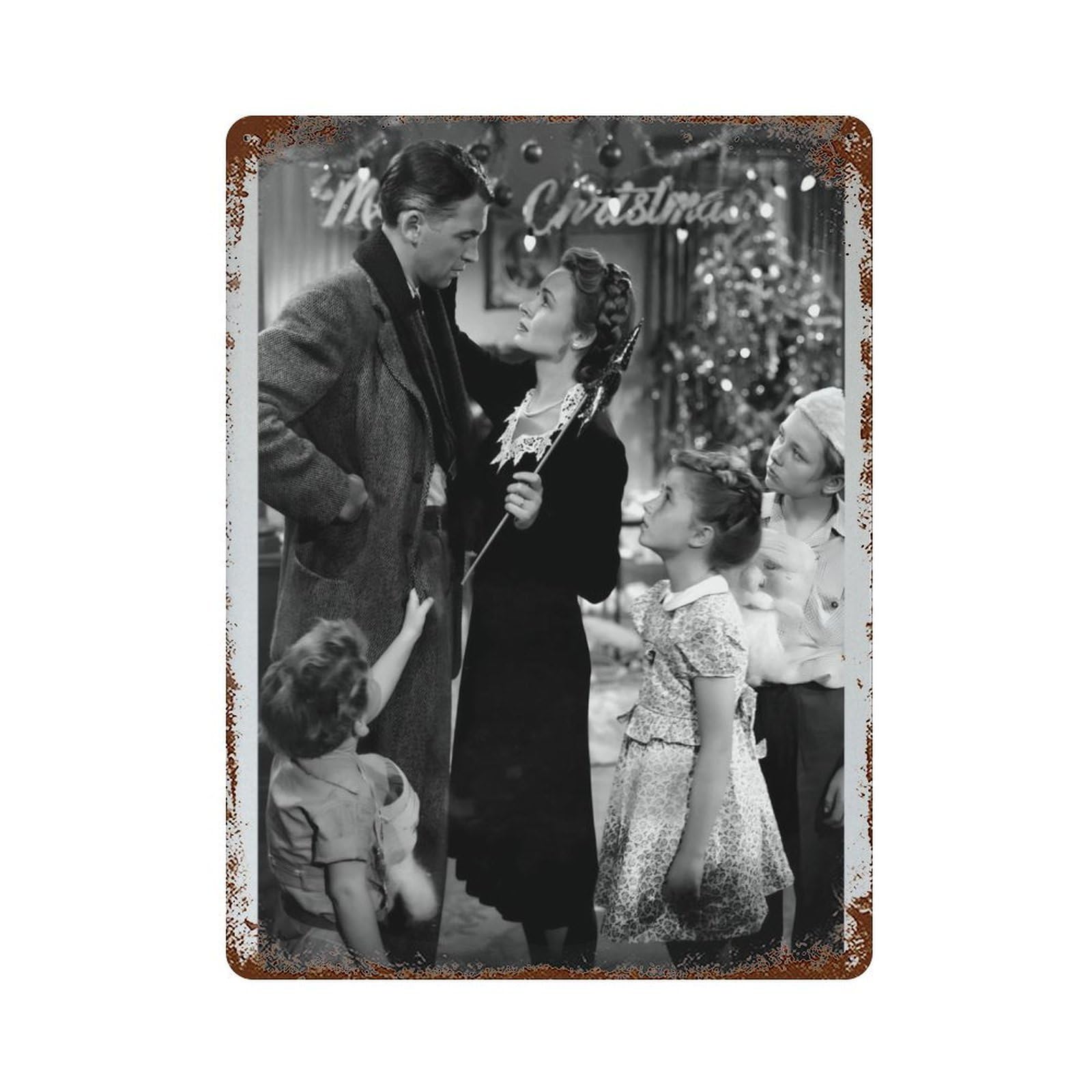 xiaoxiaoshen Its A Wonderful Life Movie Poster, Black And White, Vintage, Holiday, Wall Decor Art Metal Tin Poster Modern Home Decor Art Home Bar Shop Decorations Vintage Sign 40x30cm