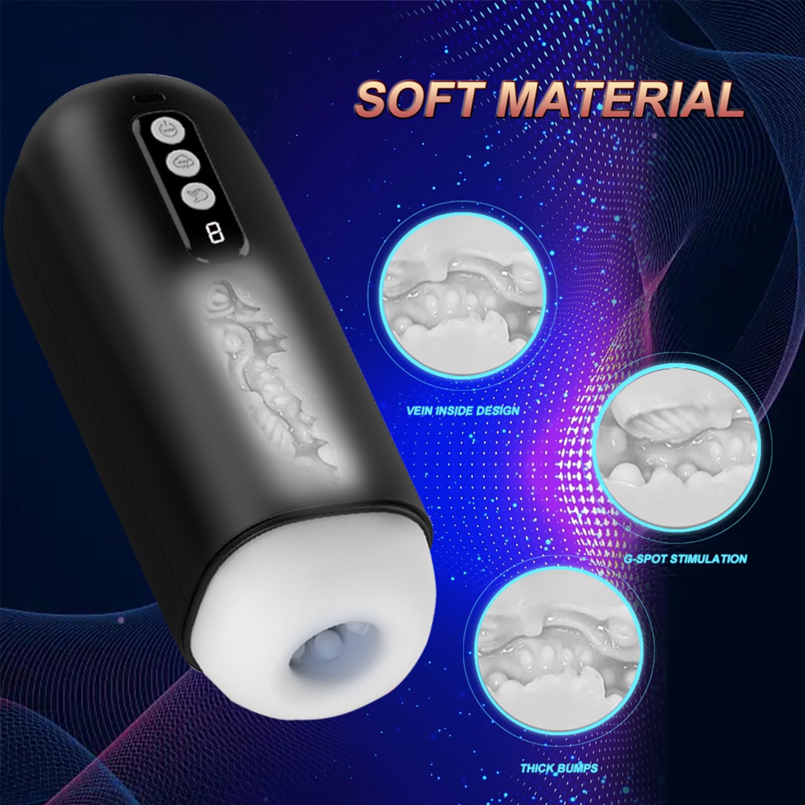 Elektrischer Masturbator für Männer, Freisprech Becher für Männer, Aussprache Funktion, 8 Saug- + 8 Vibrationsmodi, Masturbations-Sexspielzeug für Männer