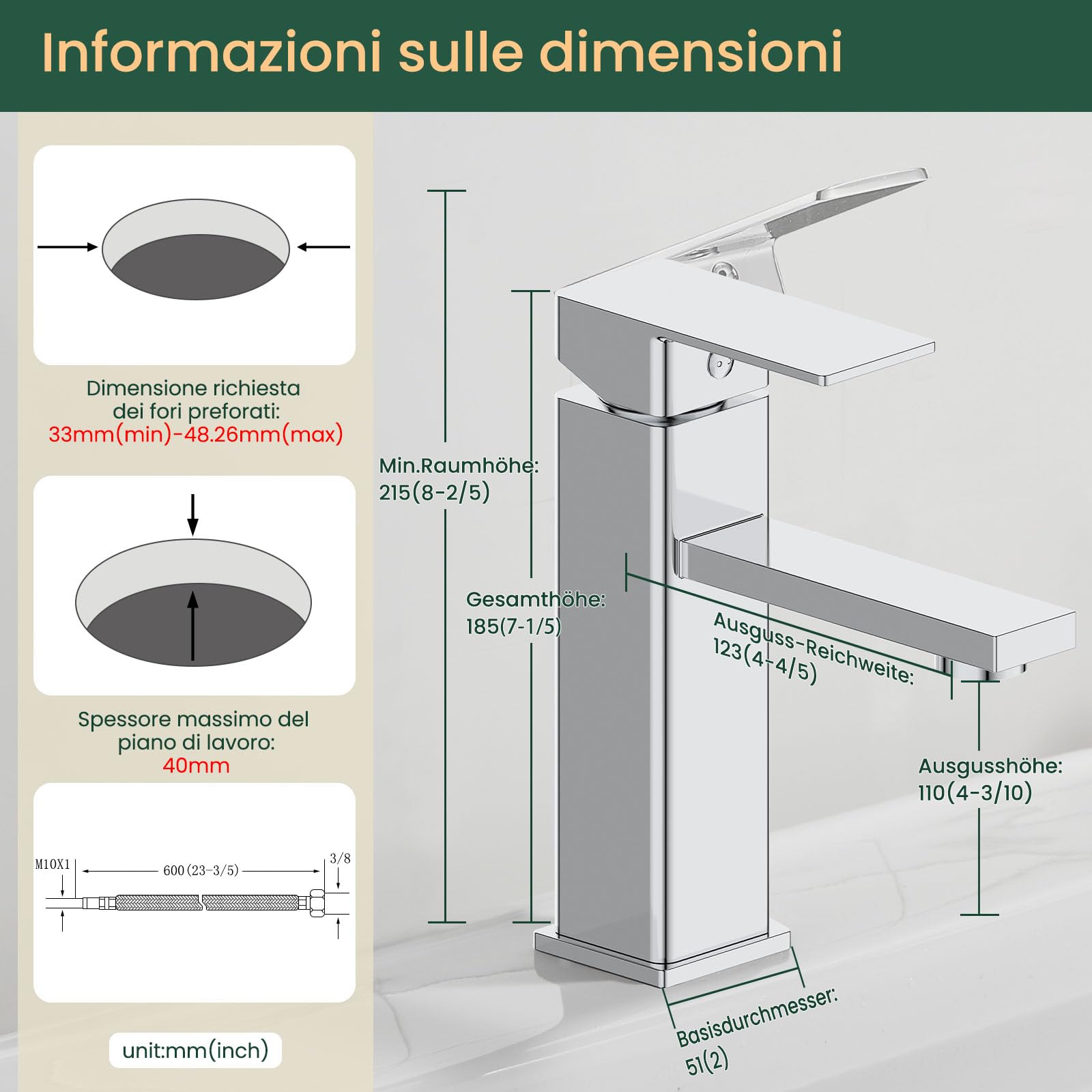 Rubinetto da bagno con scarico, miscelatore monocomando per lavabo, in acciaio inox (1, cromato con scarico)