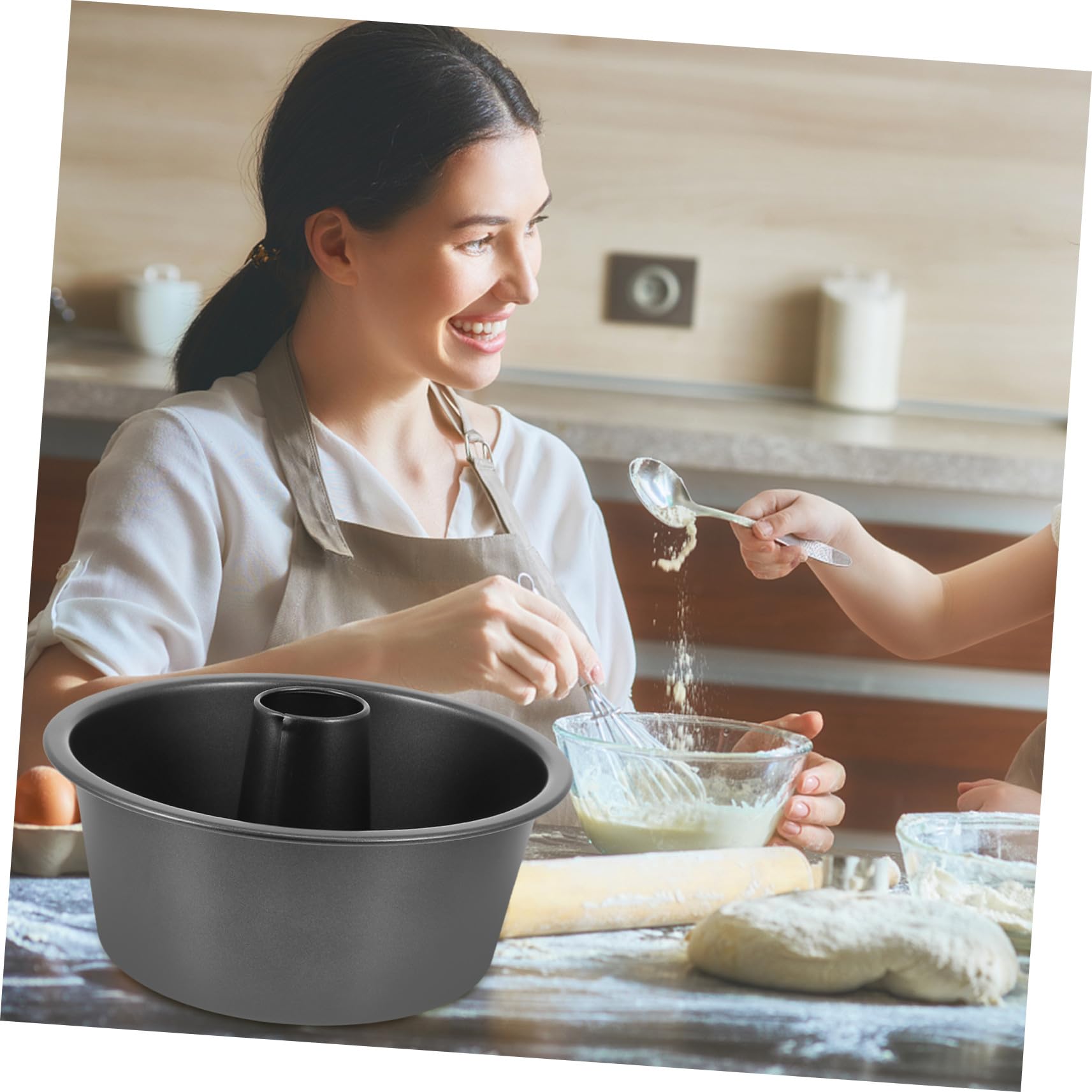 Moule à Pâtisserie Rond Creux 1pc en Acier au Carbone Noir Antiadhésif