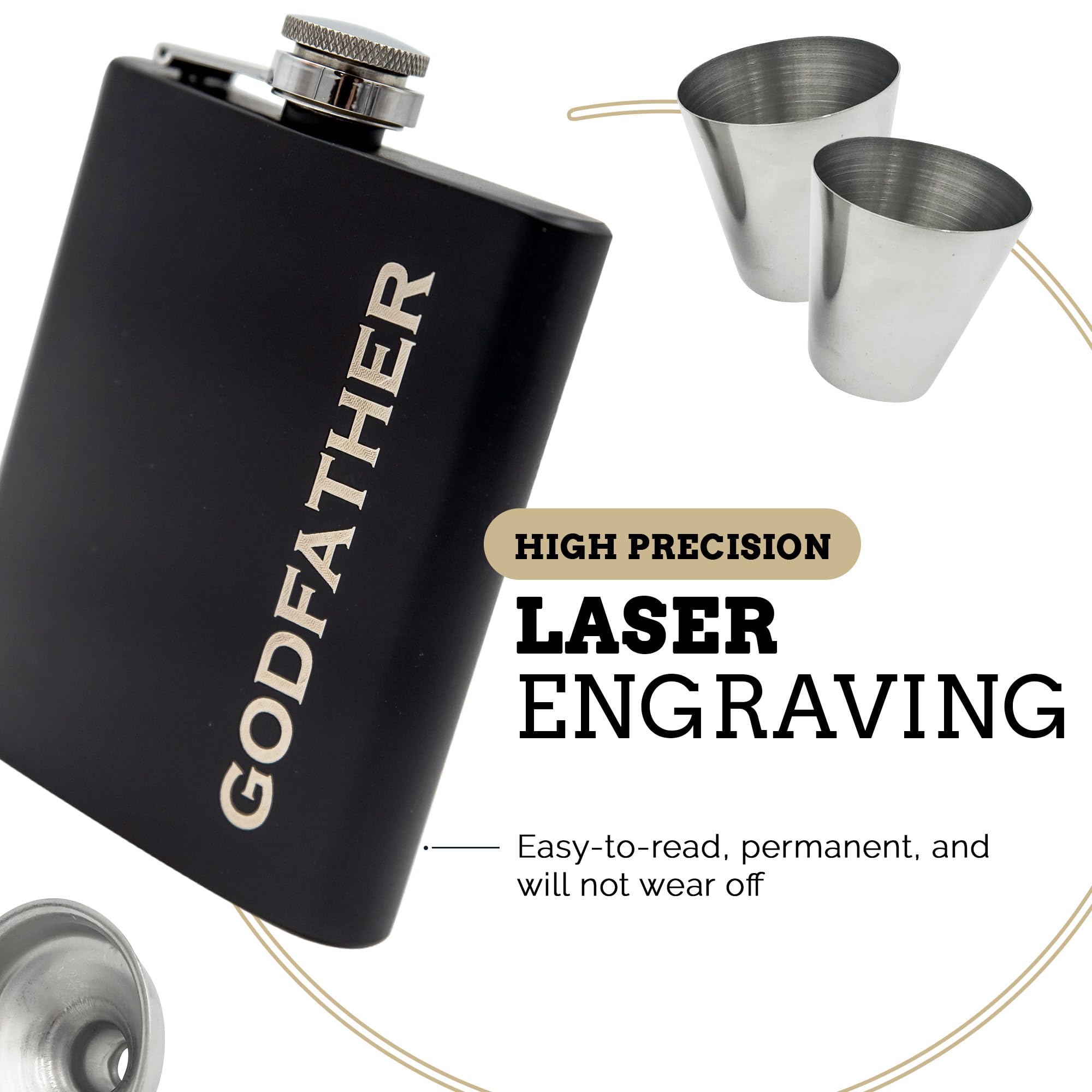 Godfather Gifts from Godchild, Godfathers Gift, Will You be my Godparents Proposal, God Parents Presents Proposal, God Father's Present, Baptism, Hip Flask Engraved (Godfather)