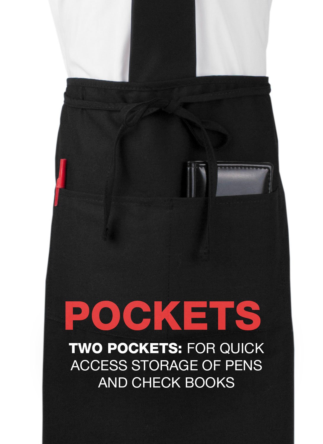 RITZ Food Service CL2PWABK-1 2-Pocket Bar Bistro Waist Apron, Black