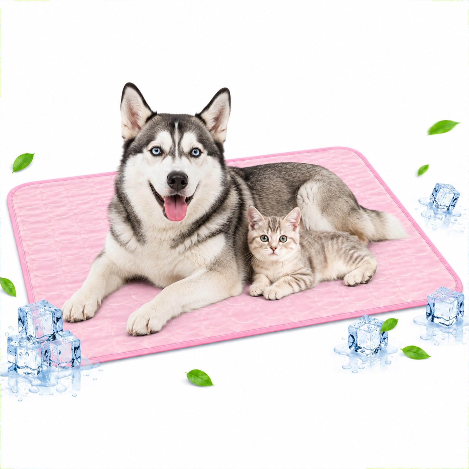 Kühlmatte für Hunde, Kühldecke Hund 100x70cm, Hundematten Sommer Kühlkissen, Haustier Hundematte für Zuhause Unterwegs Oder im Auto (XL – Rosa)