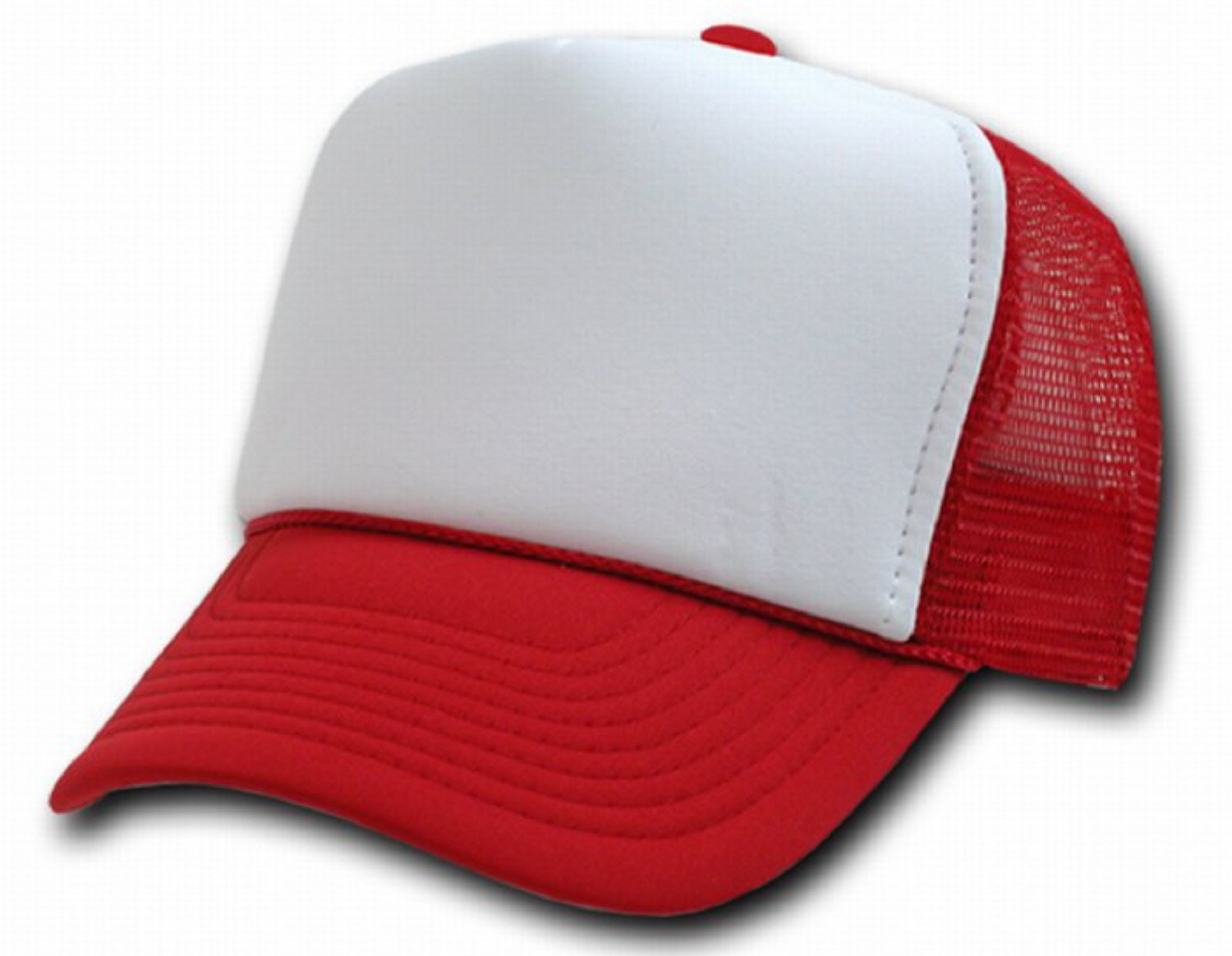 Two Tone Trucker Mesh Caps Plain Baseball Hat- Red