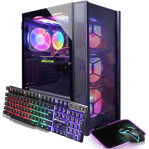 STGAubron Gaming PC Computer Desktop, GeForce RTX 3060 12G, Intel Core i7 up to 3.9G, 32GB RAM, 1TB SSD, WiFi, BT 5.0, RGB Fan x6, Windows 11 Home