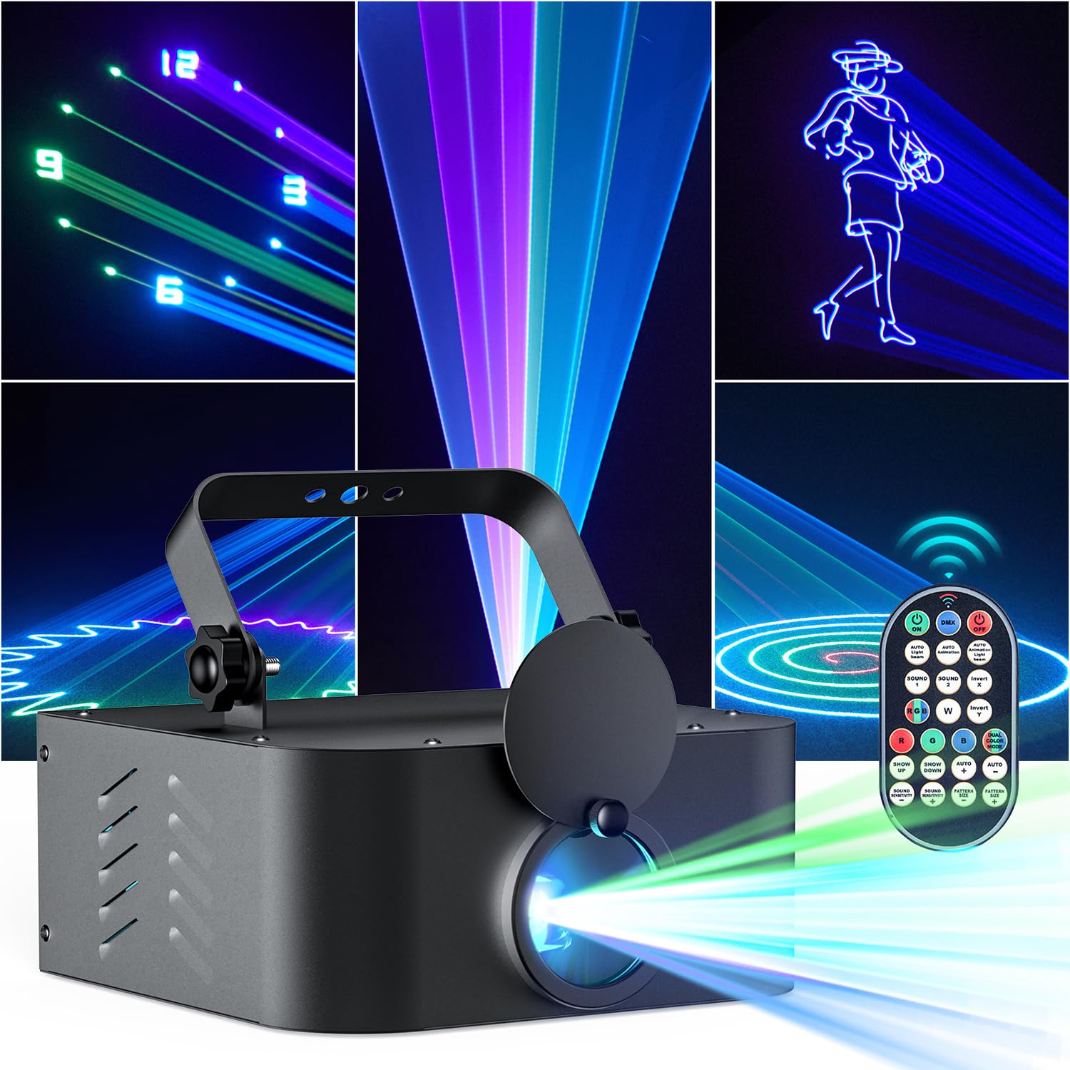 Generisch Disco-Lichter, Soundaktivierter RGBW-Projektor für Tanz, Karaoke, Bühnenveranstaltungen und Partys mit Fernbedienung