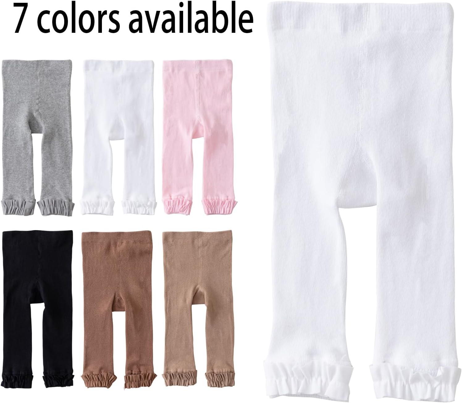 EPEIUS Baby Footless Tights Infant and Toddler Girls Cotton Ruffle Tights Kids Leggings Clothes Pantyhose 2/3 Pack - Image 5