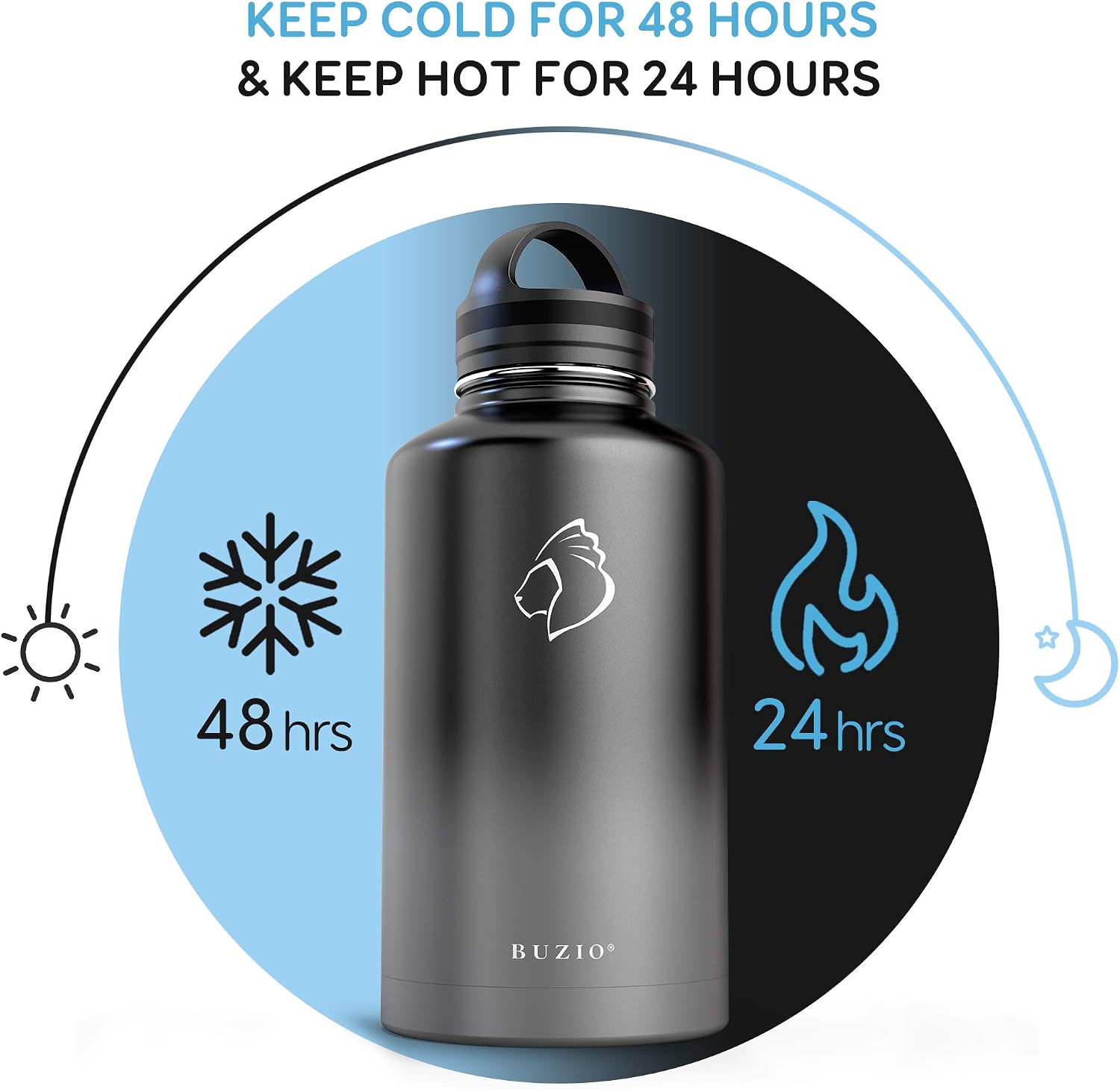 Insulated Water Bottle with Straw 2L, BUZIO Stainless Steel Insulated Water Flask Jug - Image 4