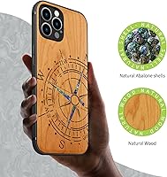Vista 2 de Carveit Funda protectora de madera de diseñador para iPhone 12 Pro Max, cubierta magnética, grabado de madera e incrustaciones de concha, funda